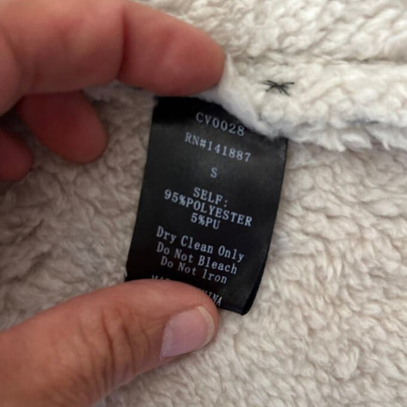 TCEC Faux Suede Open Front Vest Small Sherpa Lined Pockets Boho Western Romance - Picture 4 of 5